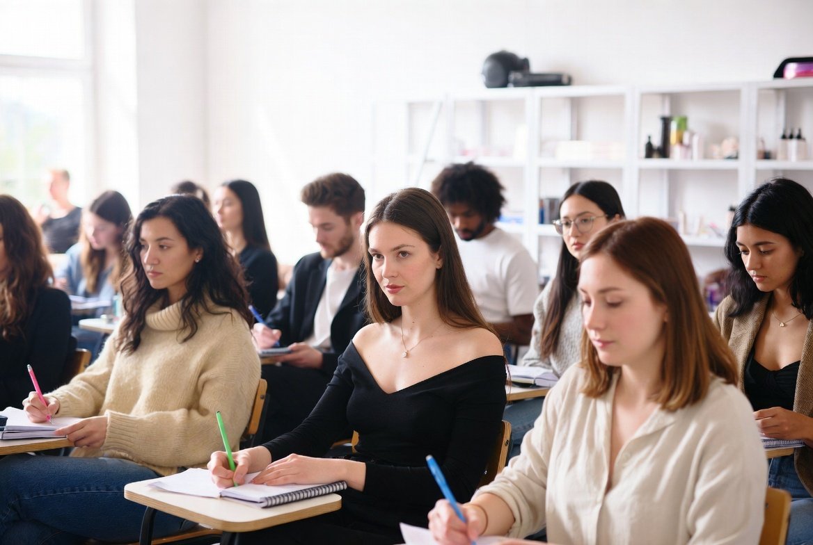 Group of Texas cosmetology students in a classroom