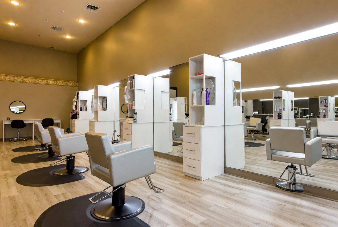 Modern Texas hair salon interior with styling chairs and mirrors