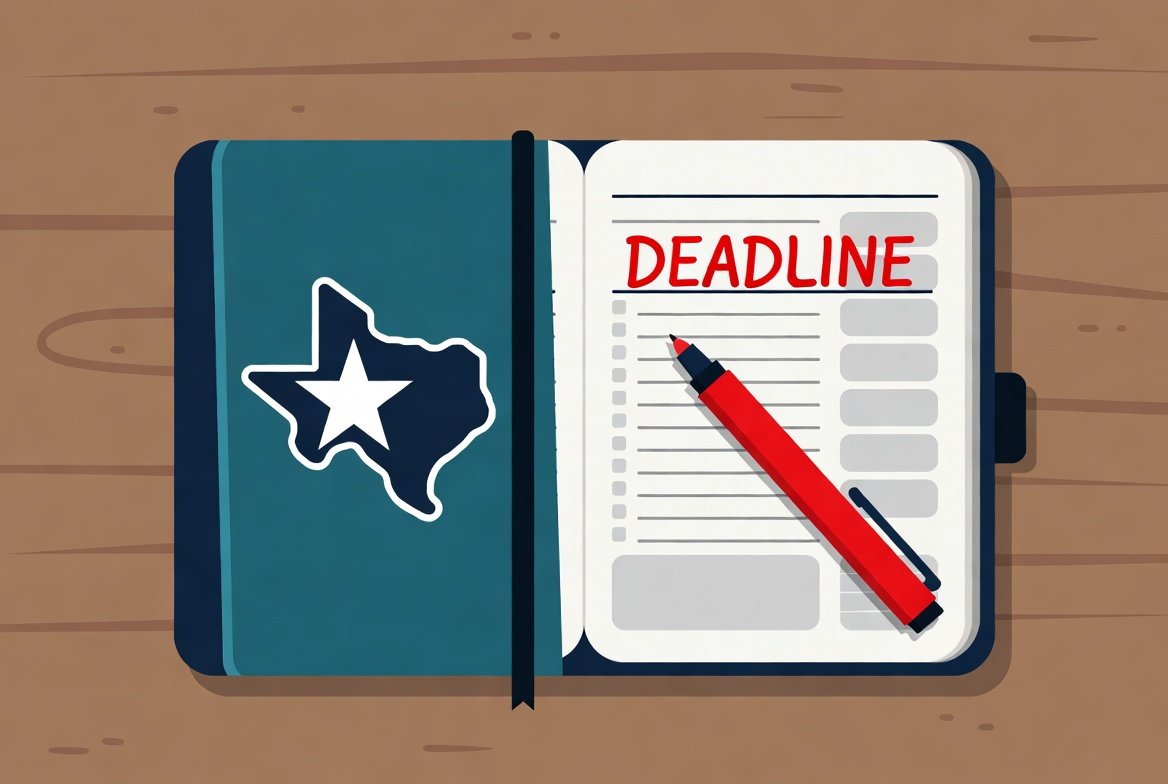 Illustrated day planner representing the two-year Texas cosmetology license renewal cycle