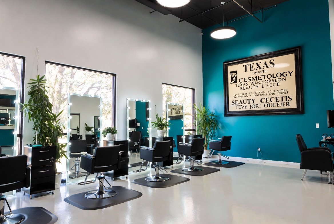 Modern Texas beauty salon interior with styling stations