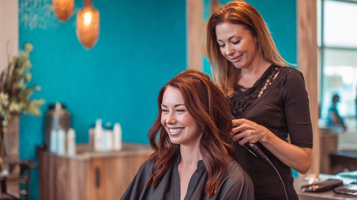 Licensed Texas cosmetologist styling a client's hair in a salon