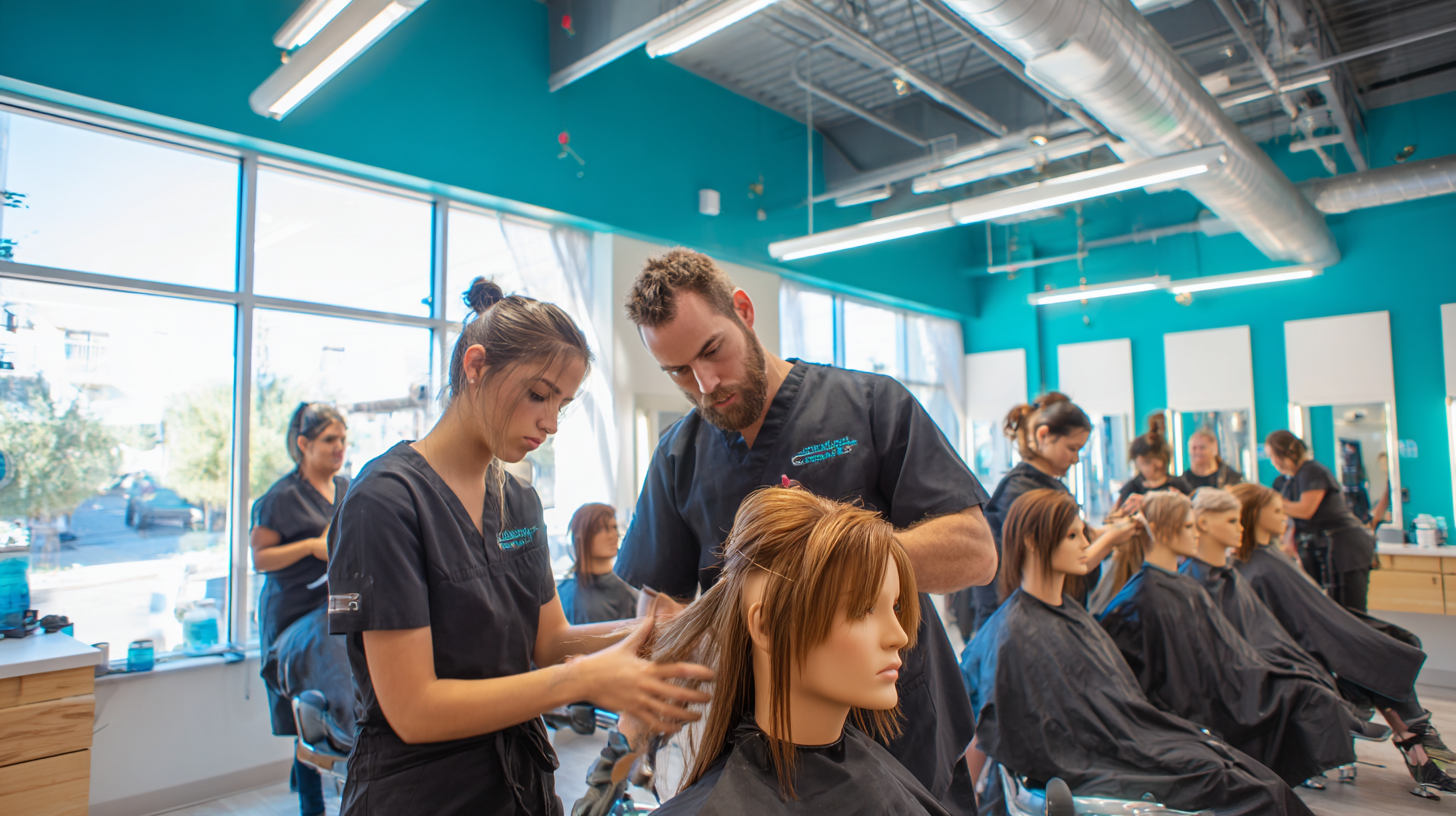 Student learning how to get a cosmetology license in Texas at a licensed beauty school