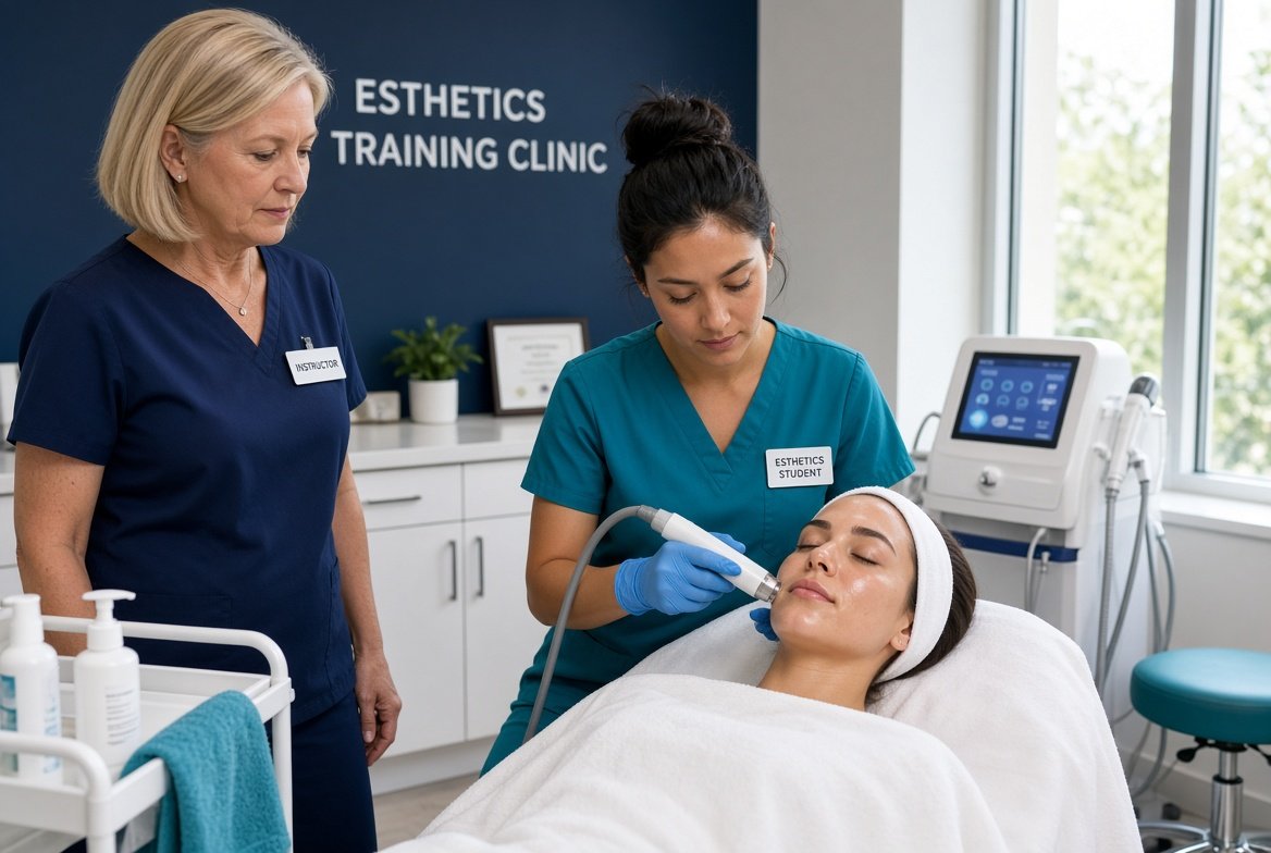 Student completing esthetician hours in Texas at a TDLR-licensed school