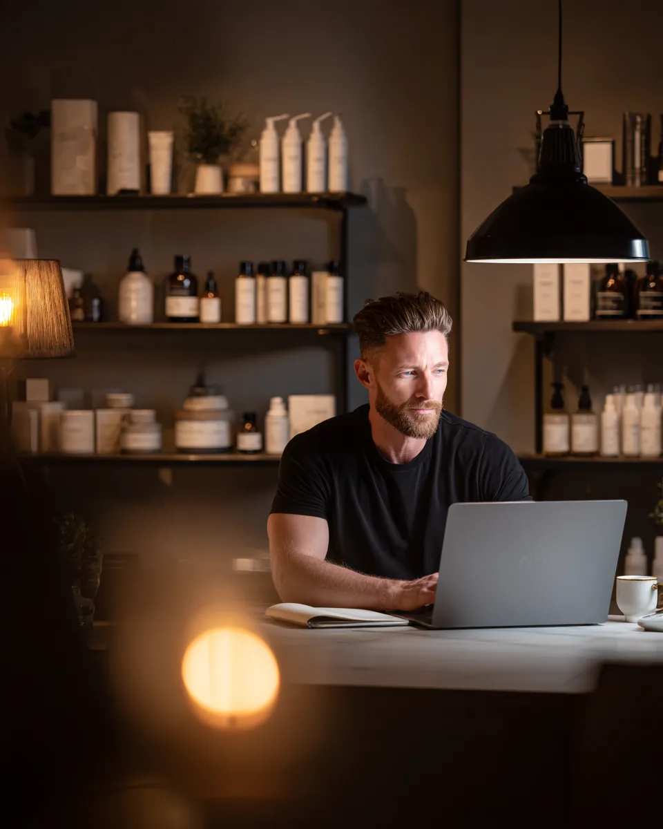 Texas esthetician completing TDLR-approved CE hours online on a laptop