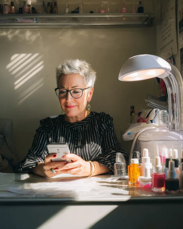 Texas nail technician downloading a cosmetology continuing education certificate on a phone