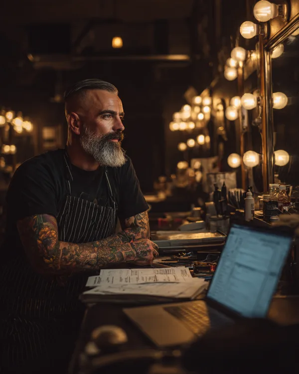 Texas cosmetologist comparing TDLR-approved continuing education courses on a laptop in a salon